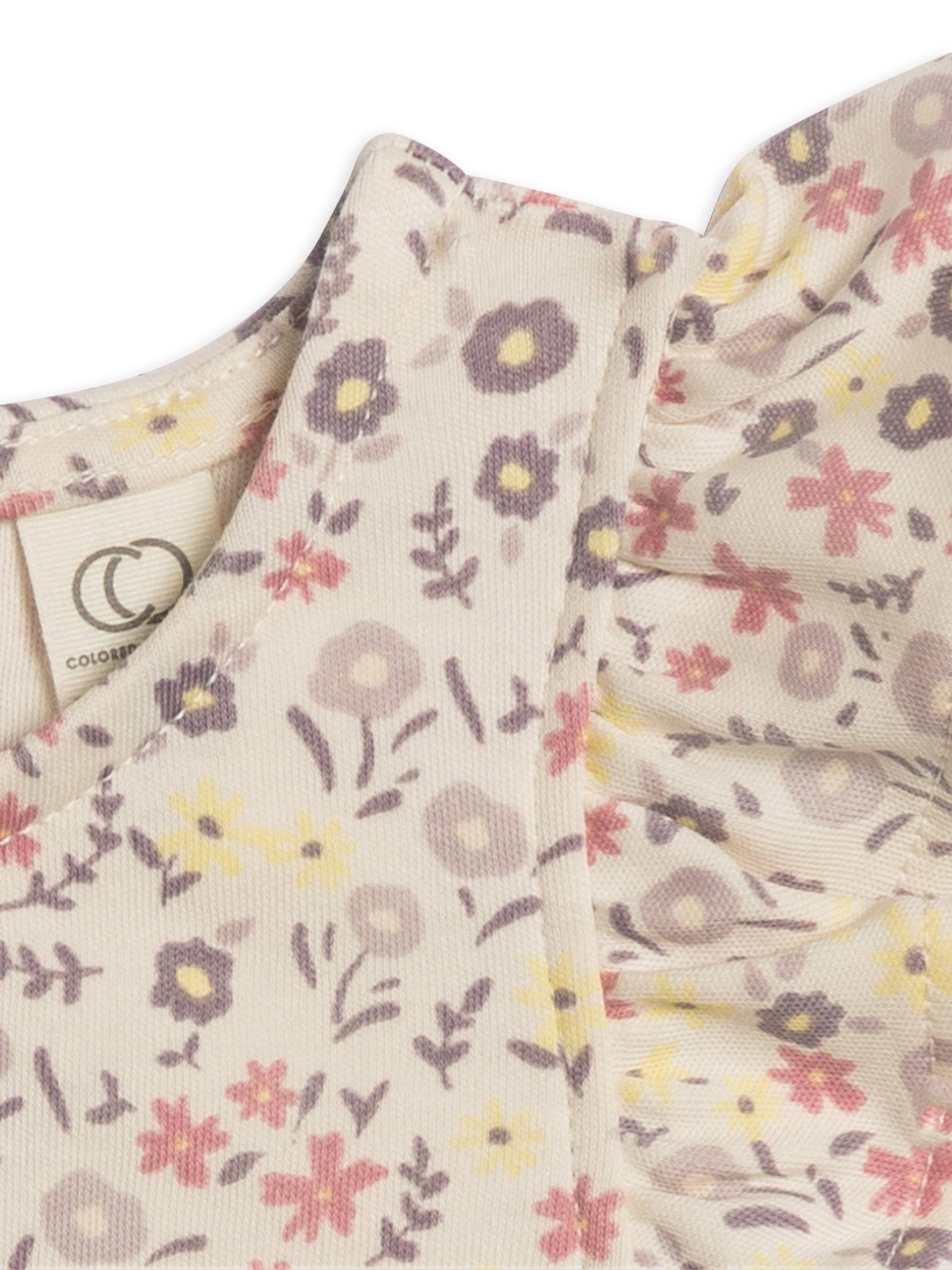 Organic Ella Ruffle Sleeve Tank - Giada Floral / Lilla