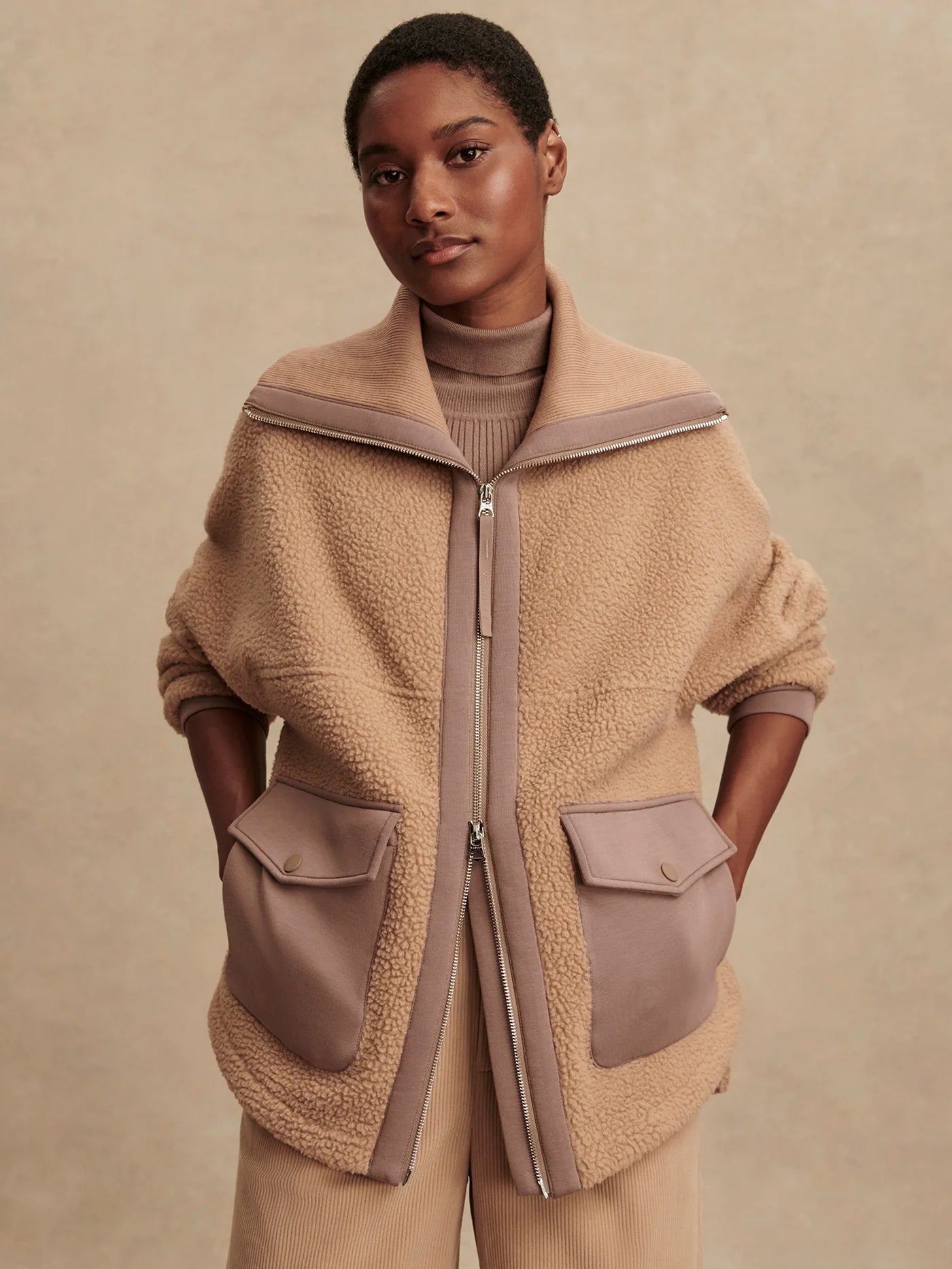 Eleanor Patch Pocket Fleece- Chanterelle