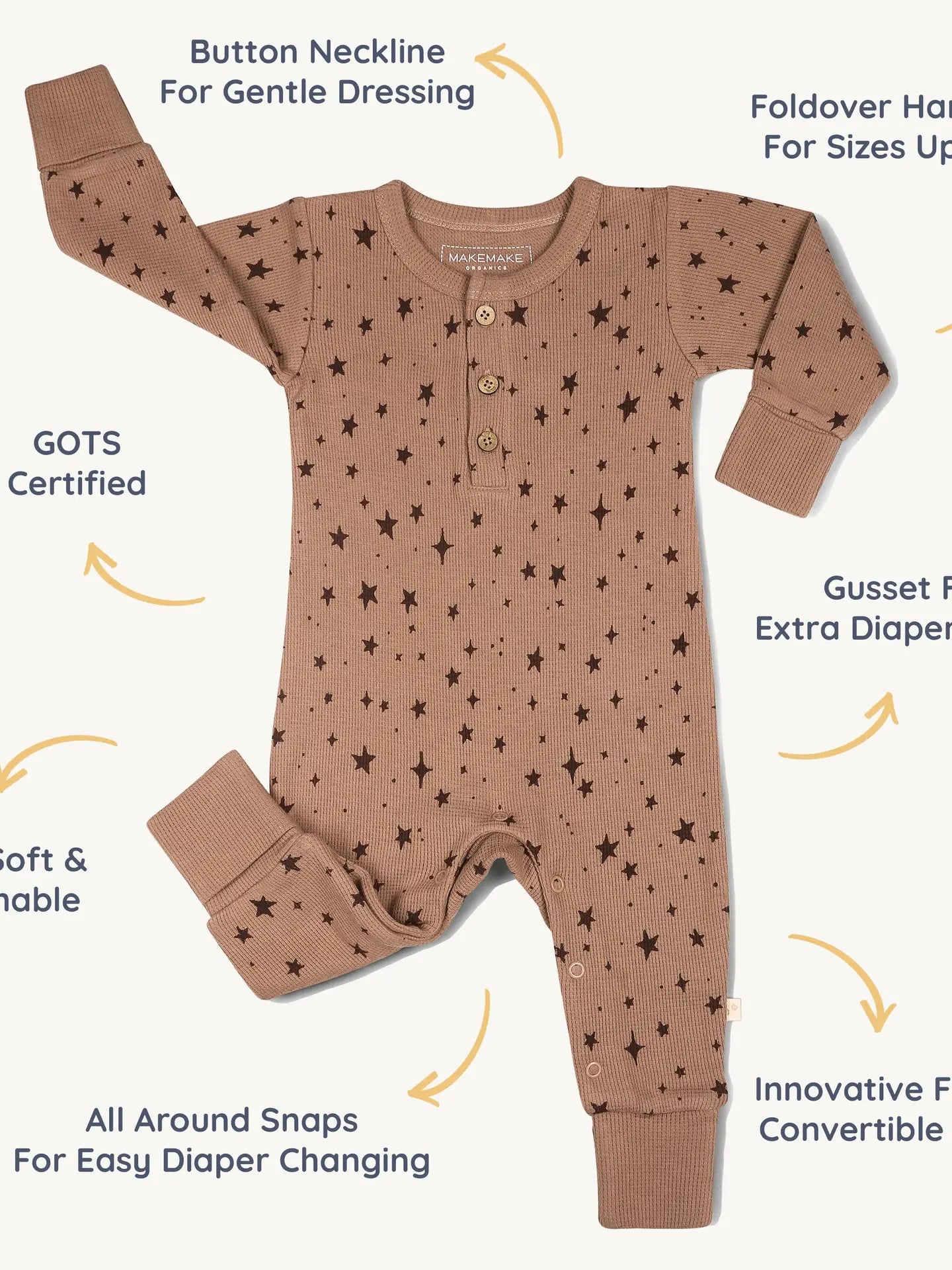 Organic Button Romper - Starstruck
