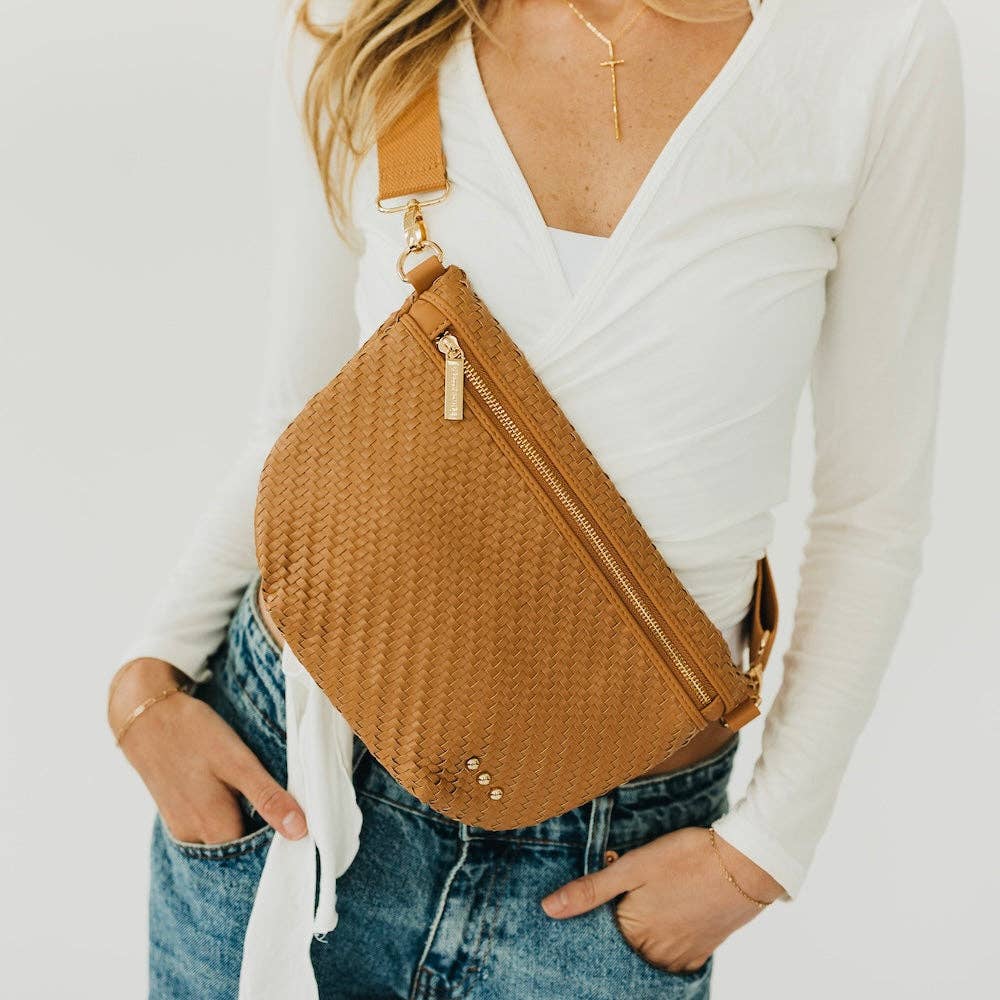 Diagonal Woven Westlyn Bum Bag - Brown
