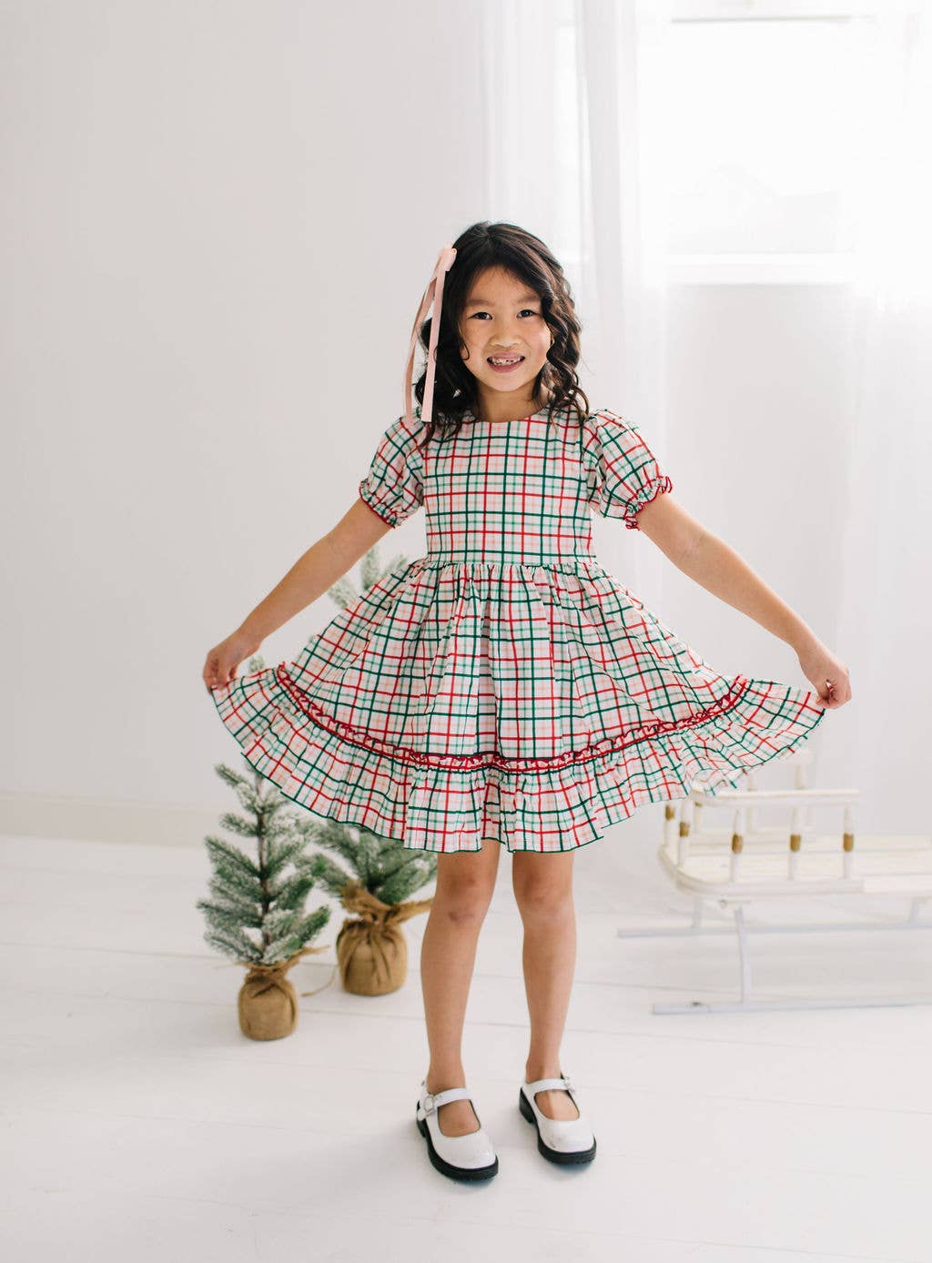 Aura Poplin Dress- Holiday Plaid