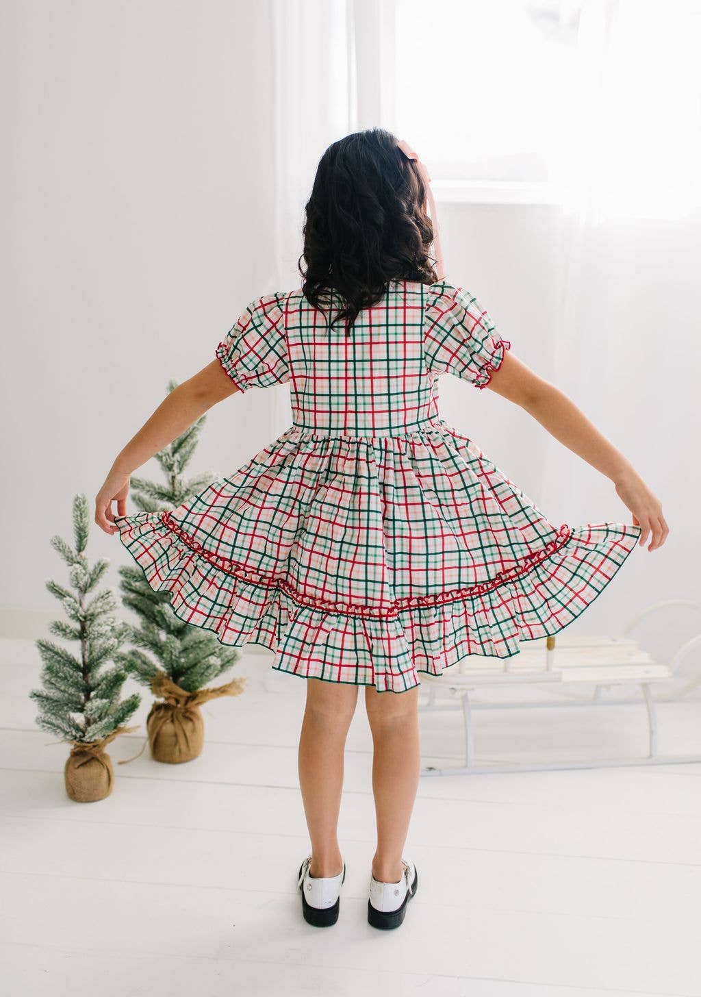 Aura Poplin Dress- Holiday Plaid