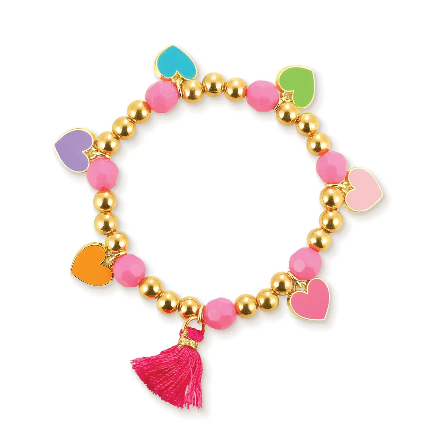 Beaded Bracelet with Pink Tassel