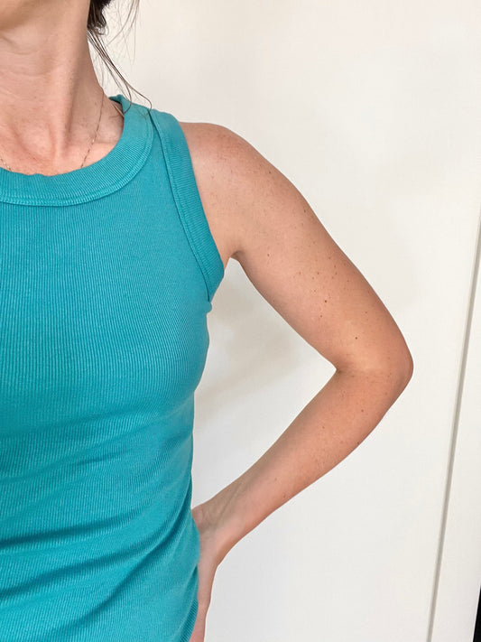 Halley Ruched Tank - Bright Teal - Lulie