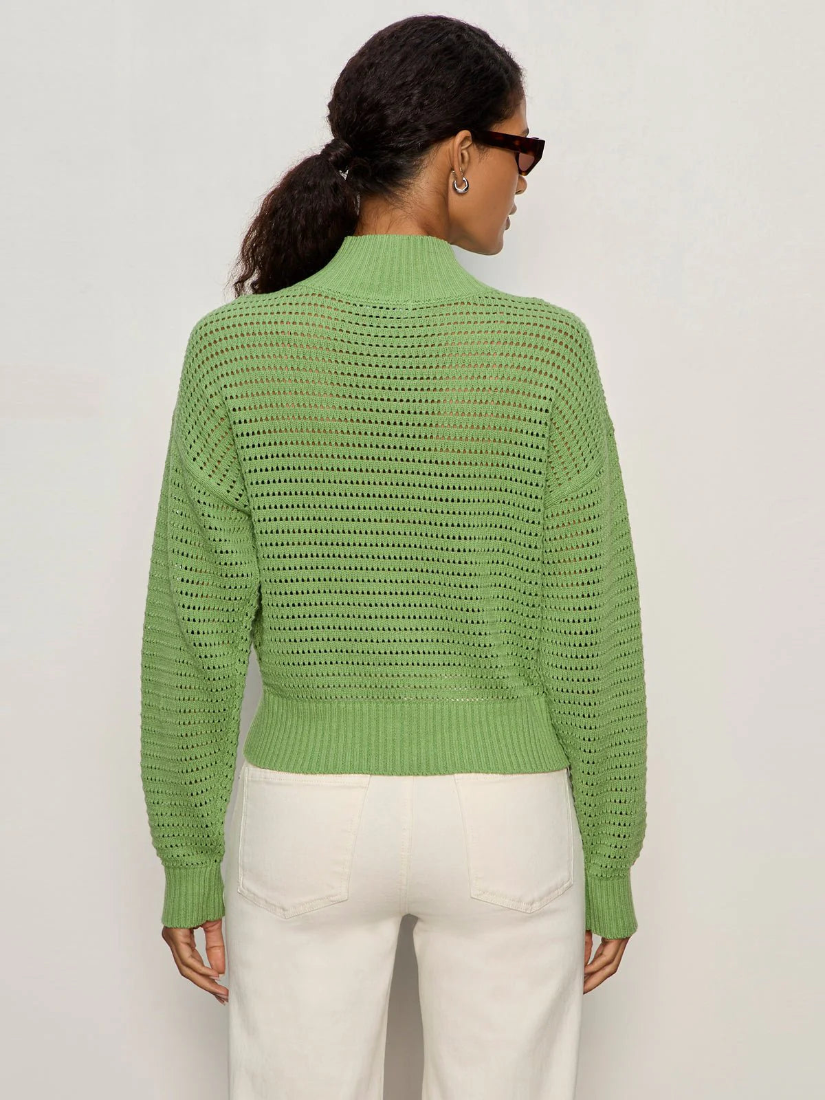 Open Knit 1/2 Zip Sweater Detox Green