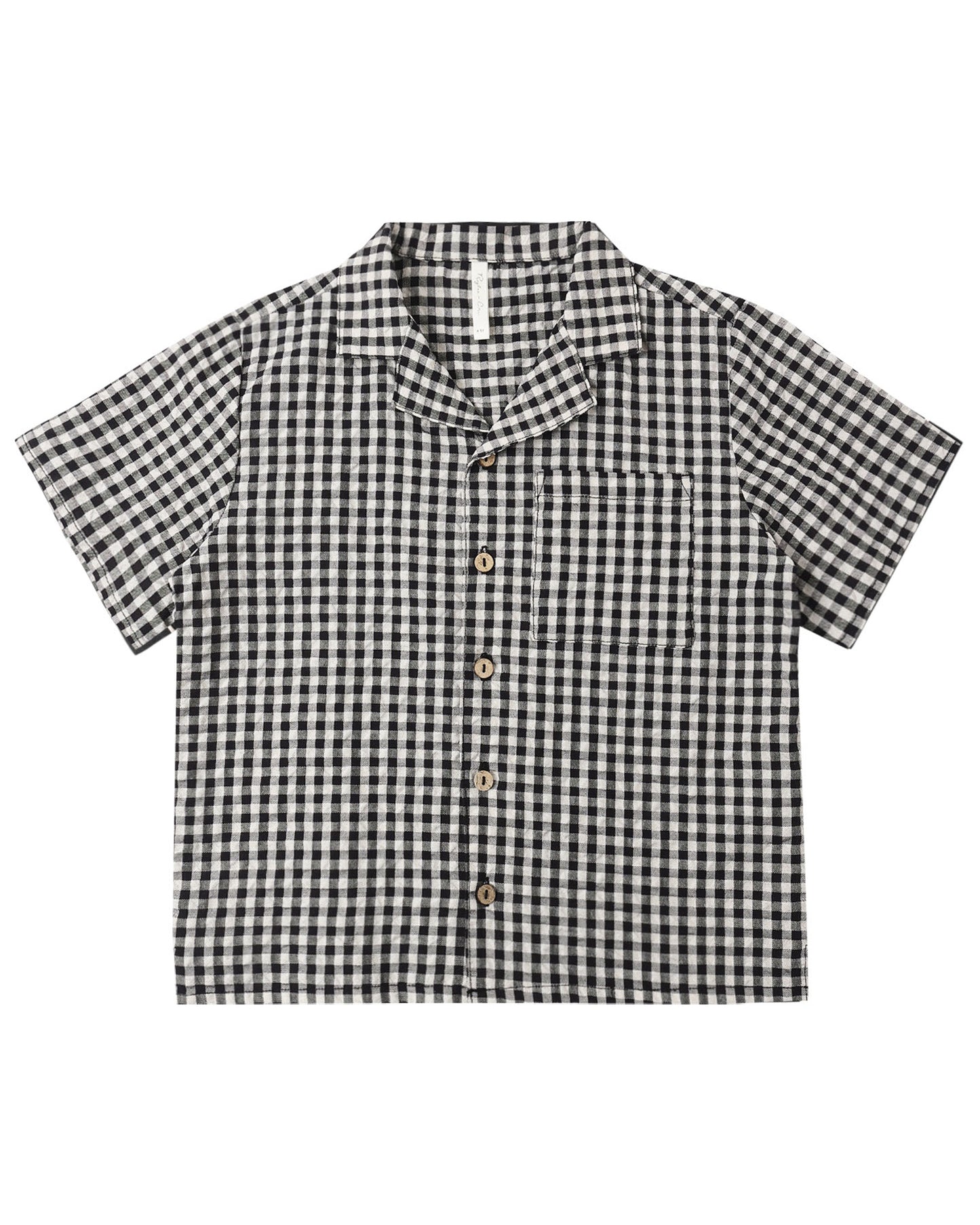 Lapel Collard Shirt- Black Check