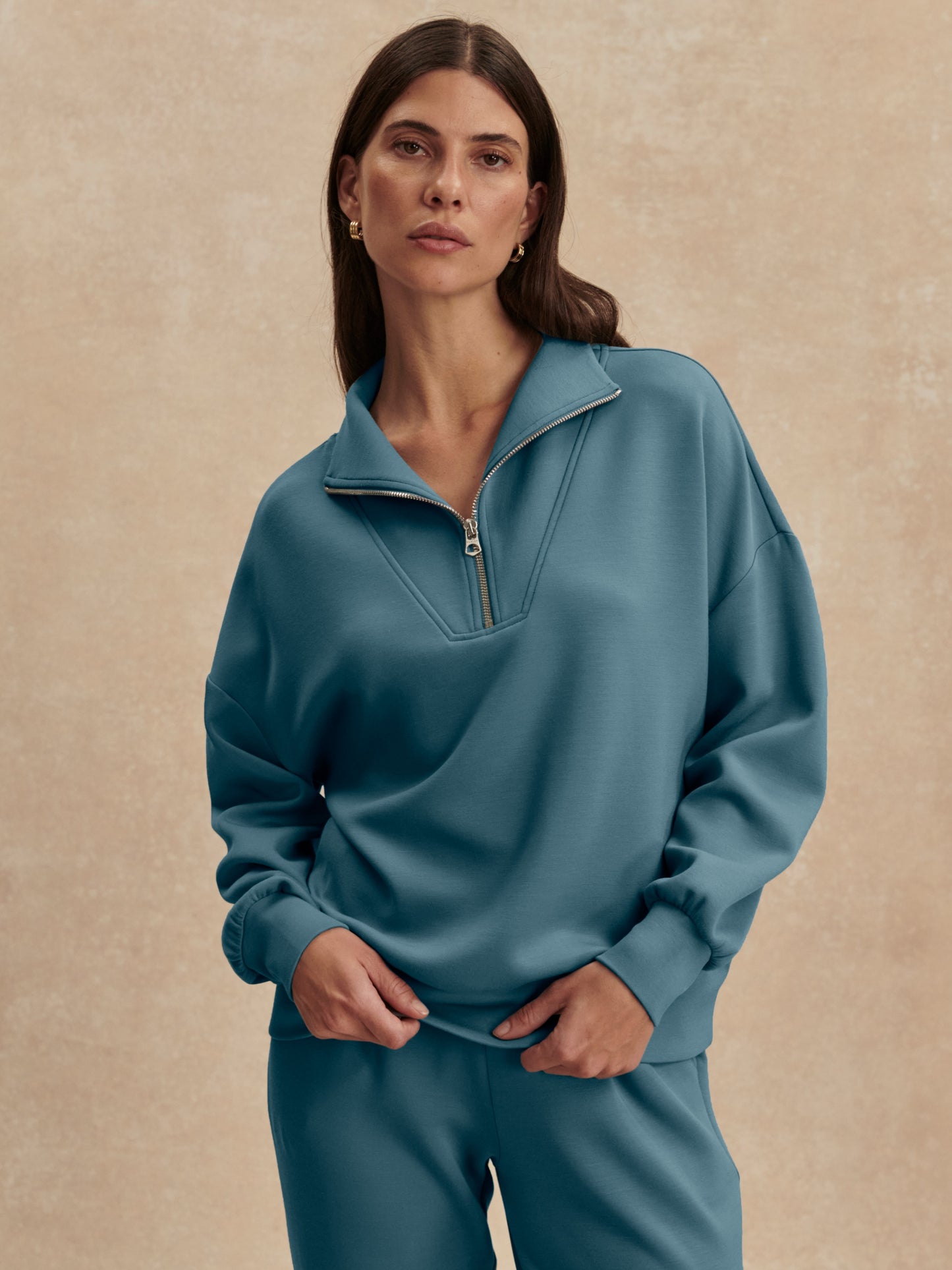 Hawley Half Zip Sweat- Mallard Blue