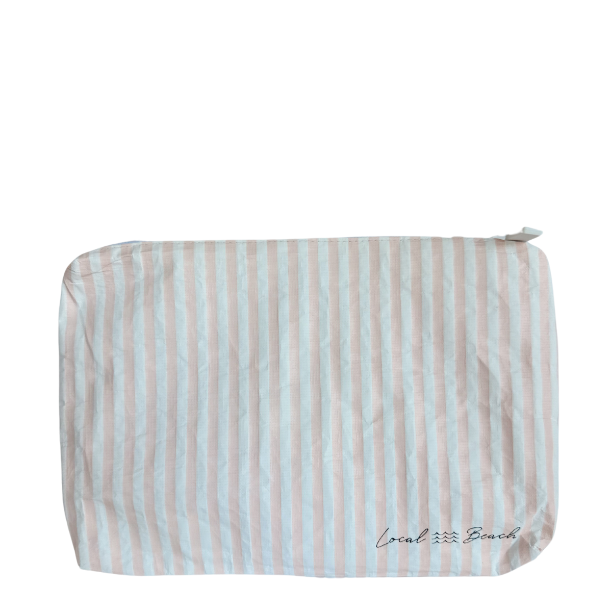 Water Resistant Pouch- Blush Pink Stripe-Medium