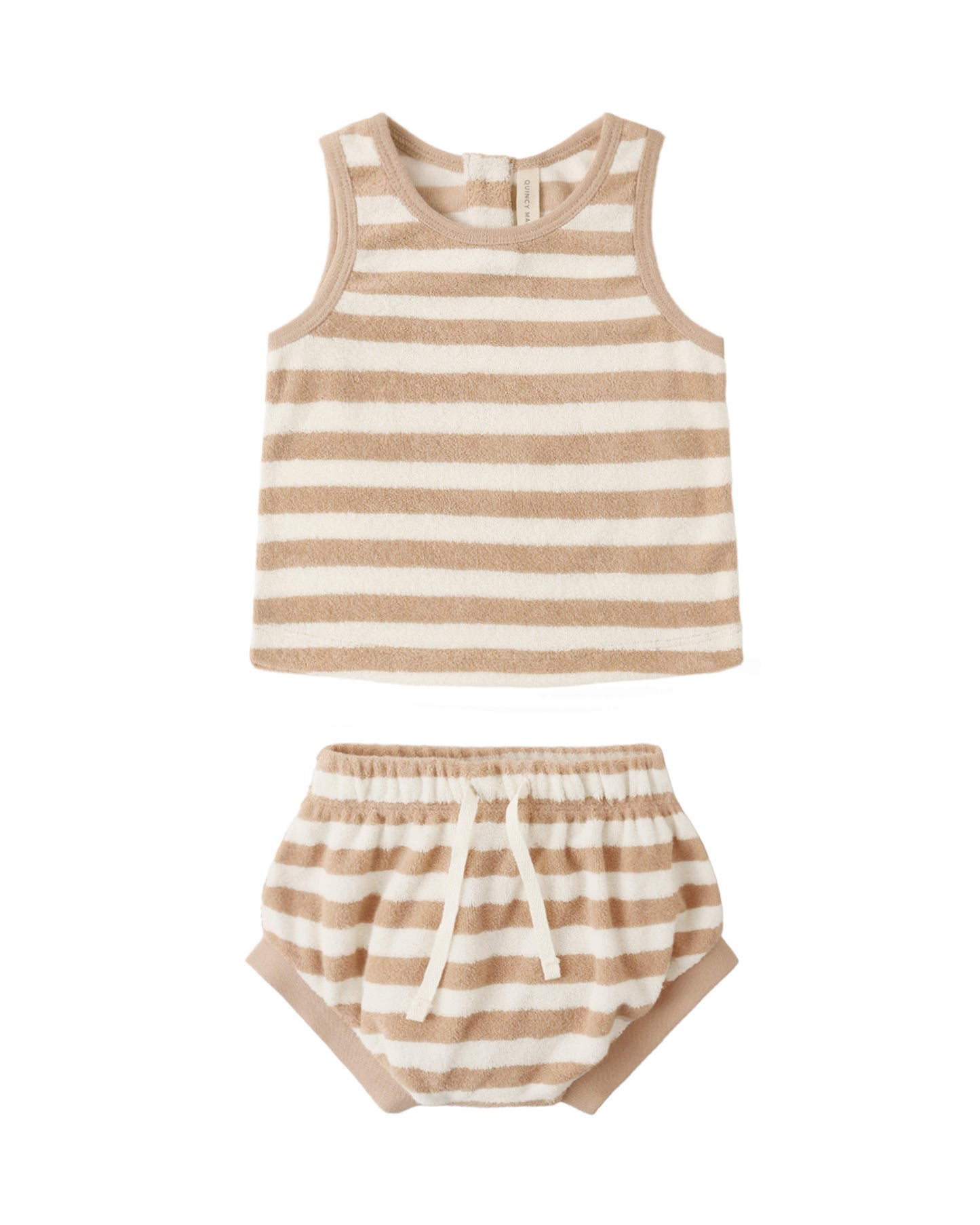 Terry Tank + Short Set- Latte Stripe