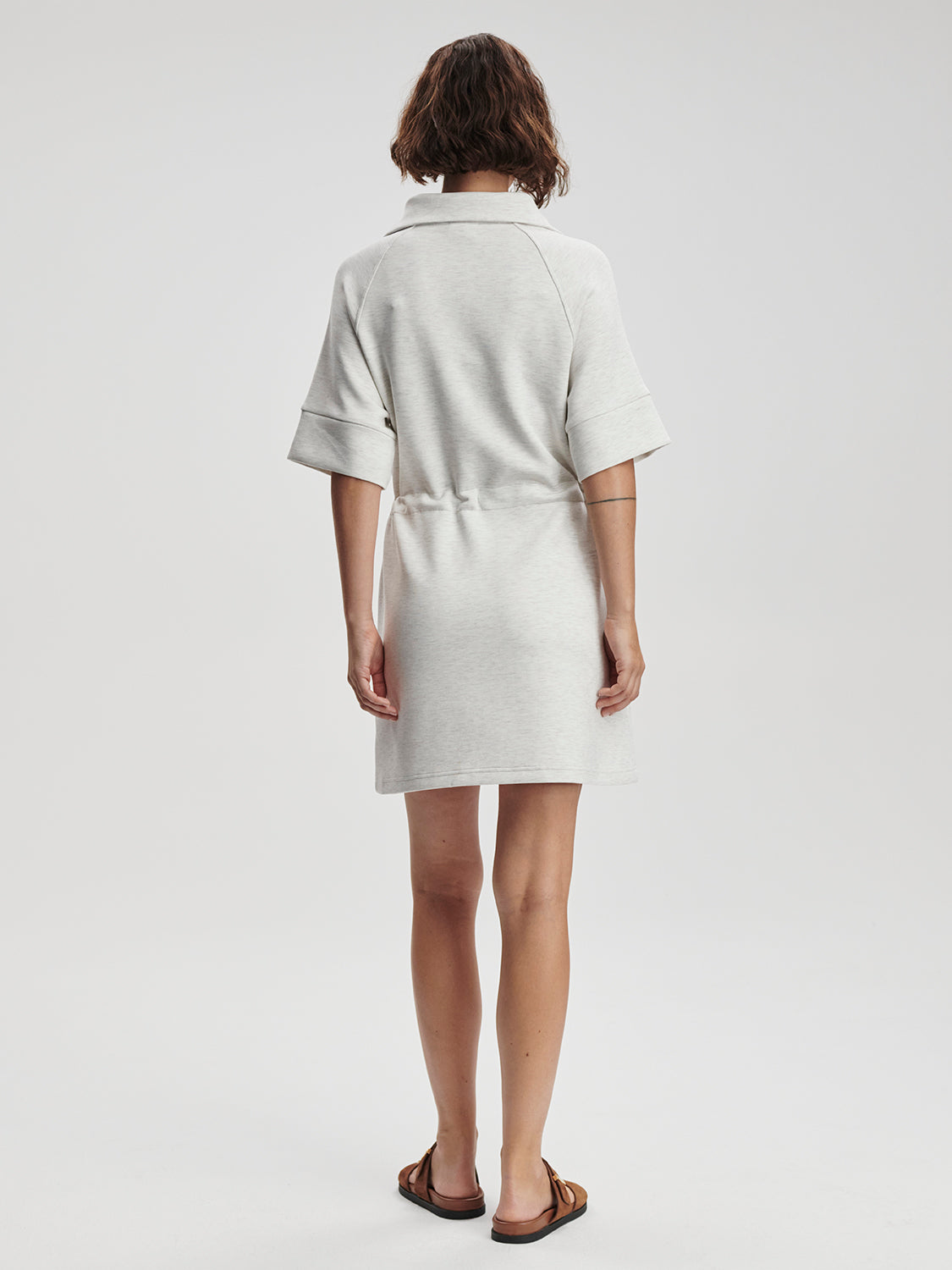 Paisley Half Zip Dress- Ivory Marl