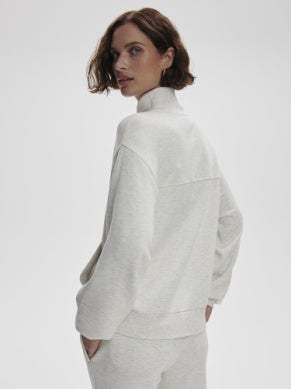Celeste Button Through Sweat- Ivory Marl