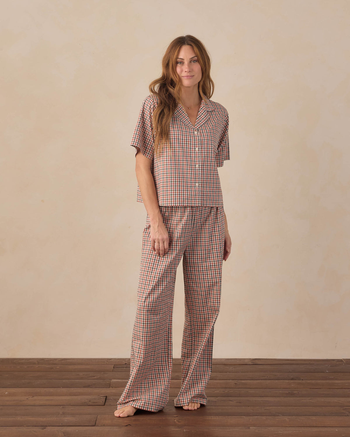Women's Woven Pajama Set- Holiday Gingham