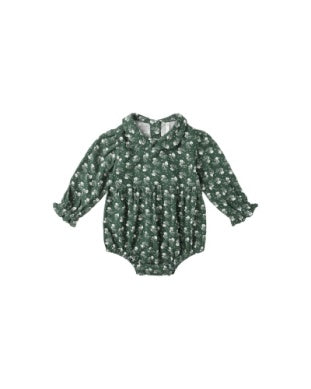 Cora Romper- Green Ditsy