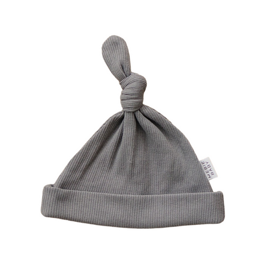 Ribbed Knot Hat - Grey - Lulie