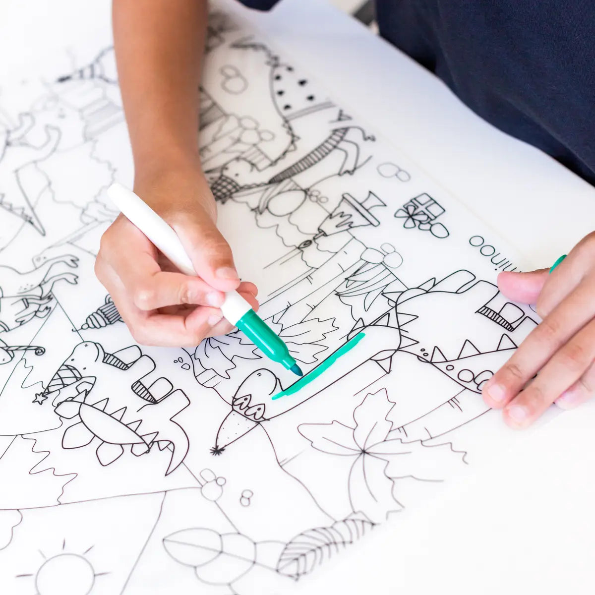 Reusable Coloring Tablemat - Dinosaurs