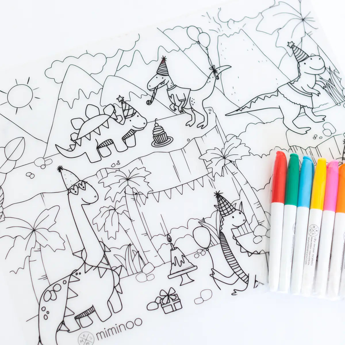 Reusable Coloring Tablemat - Dinosaurs