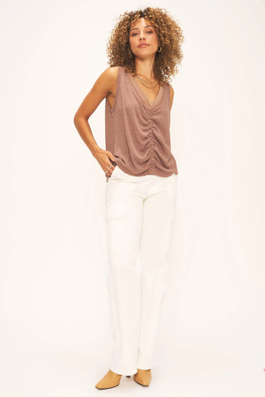 MacKenna Relaxed Ruched Tank- Maple - Lulie