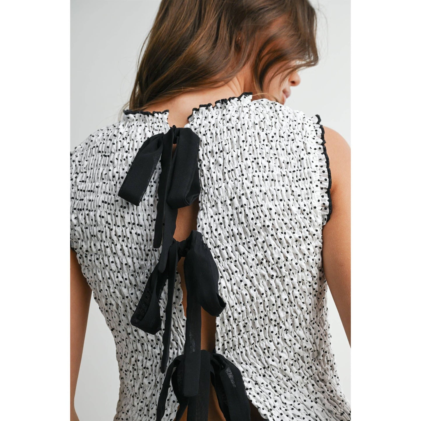 Ruched Ribbon-Back Blouse