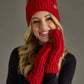Red Cable Knit Pom Hat