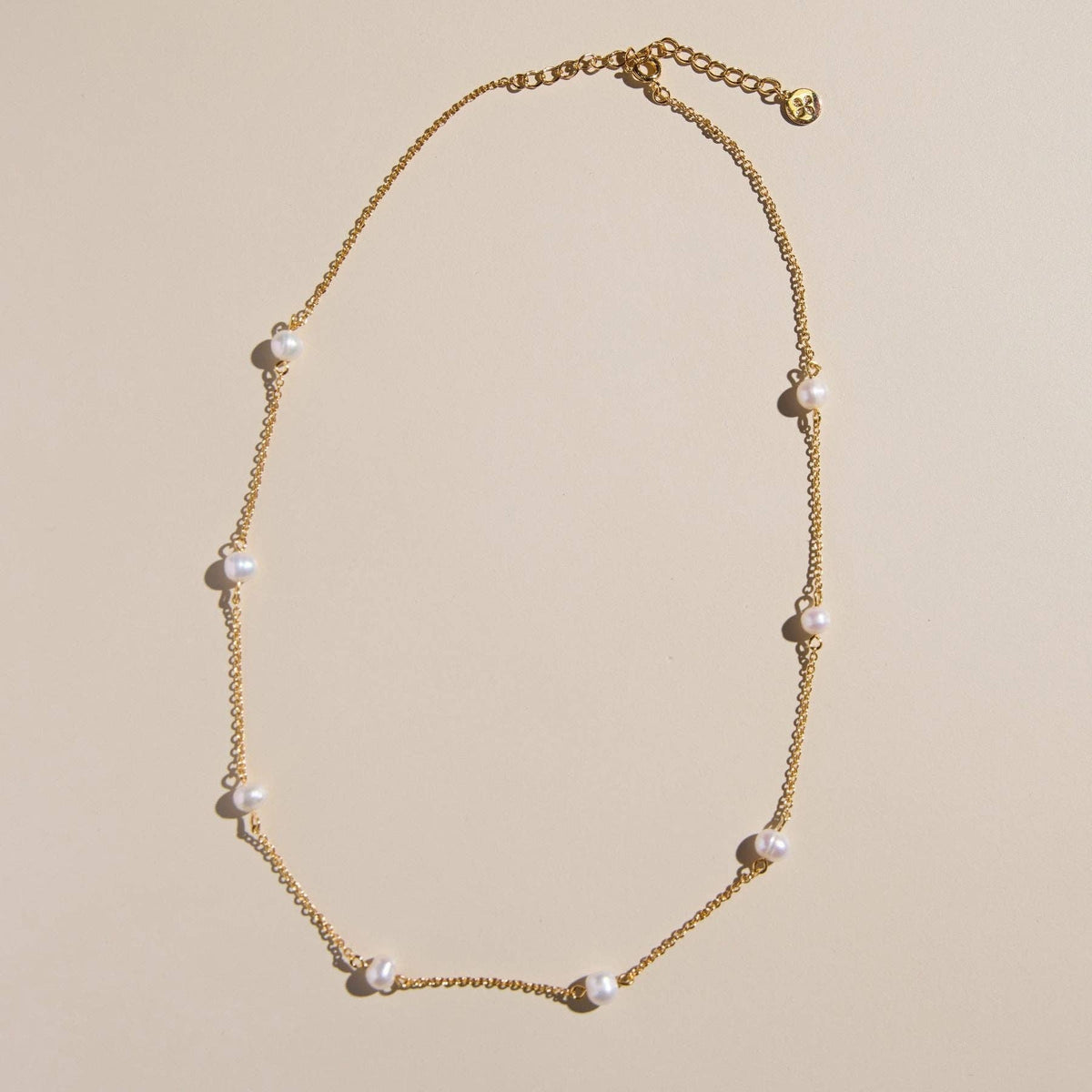 Delicate Pearl Station Chain Necklace