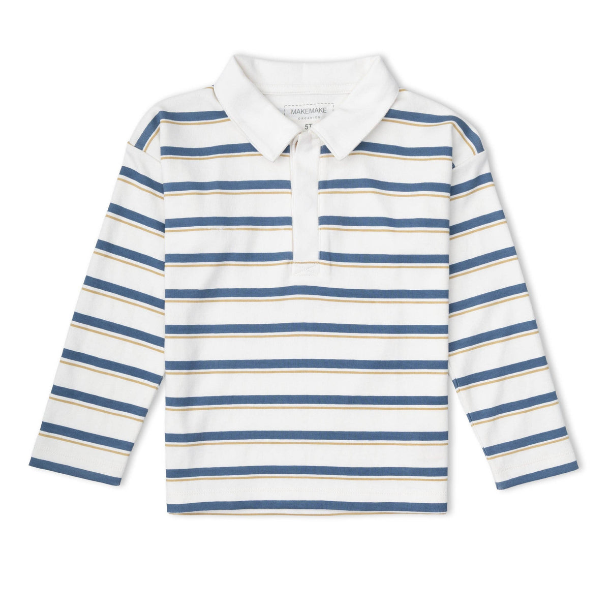 Organic Long Sleeve Polo - Navy Stripe