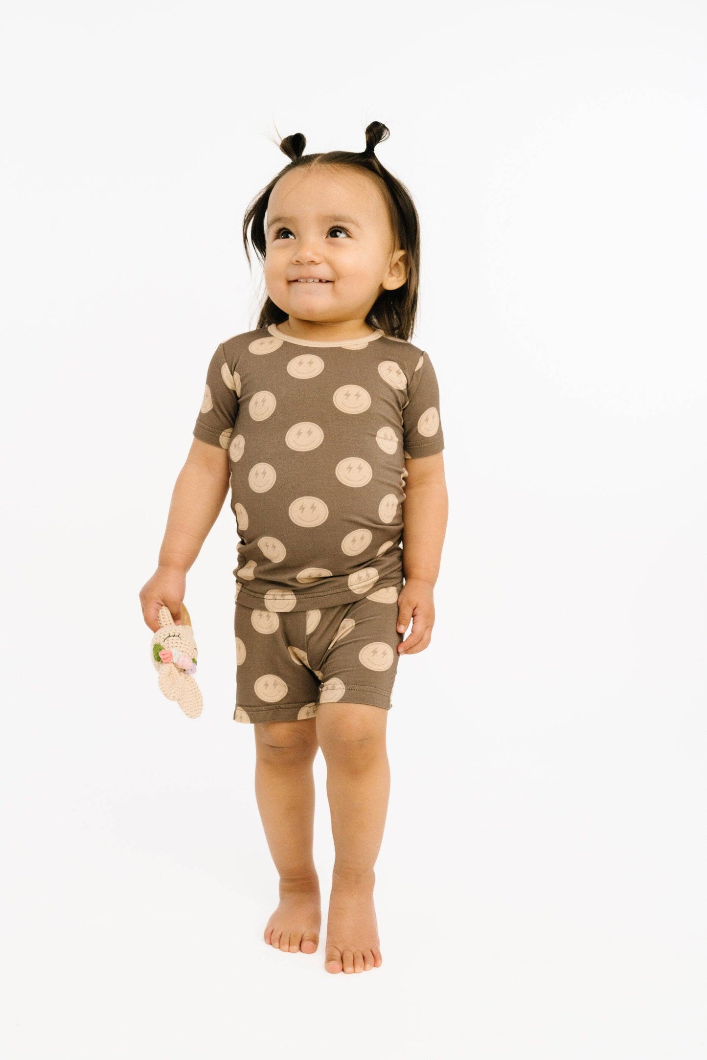 Neutral Smileys Bamboo Shorts Set