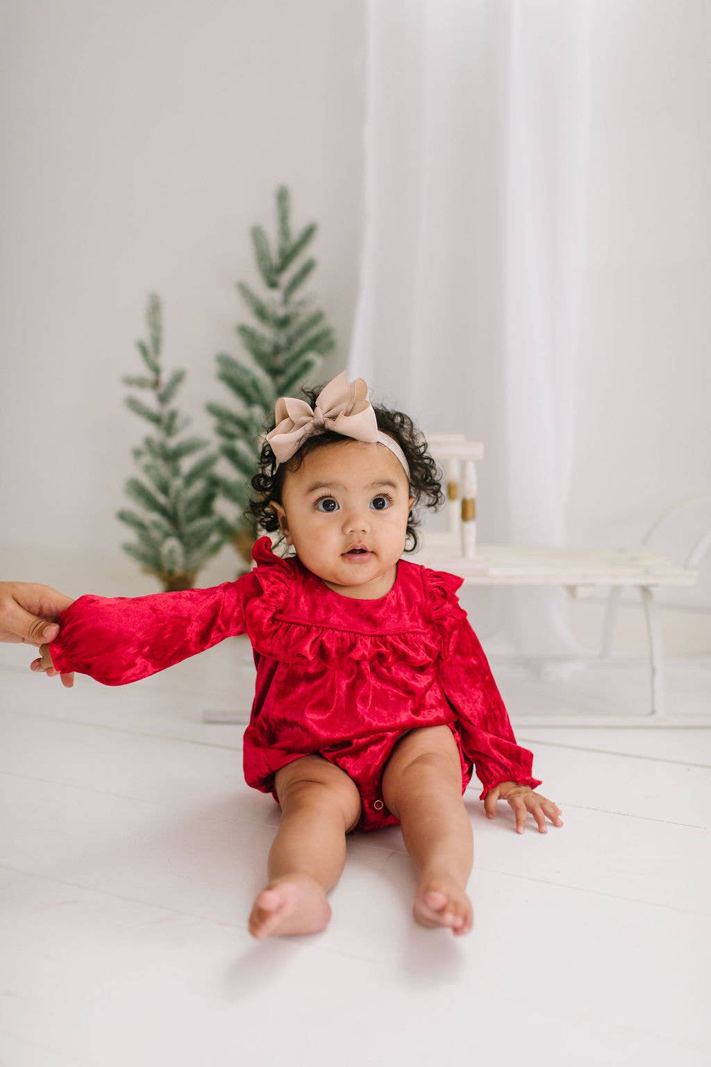 Hayley Romper- Red Crushed Velvet