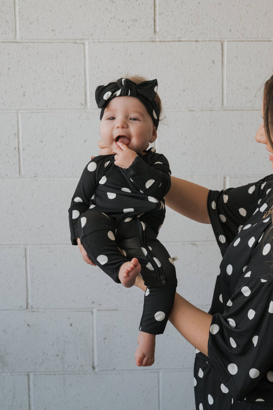 Bamboo Zip Pajamas- Polka Dot