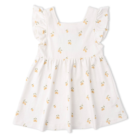 Organic Cutout Back Dress - Lemons