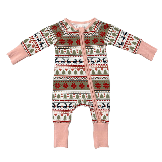 Bamboo Zip Romper- Fair Isle