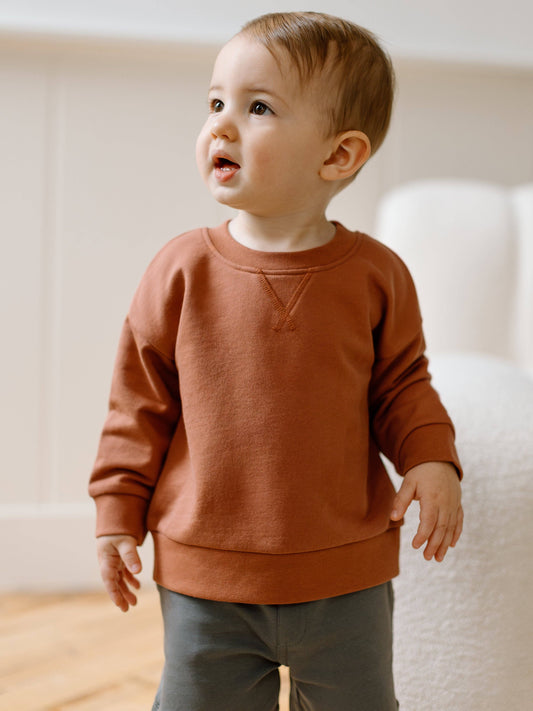 Quinn French Terry Relaxed Pullover Sweatshirt- Copper
