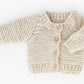 Natural Garter Stitch Cardigan Sweater