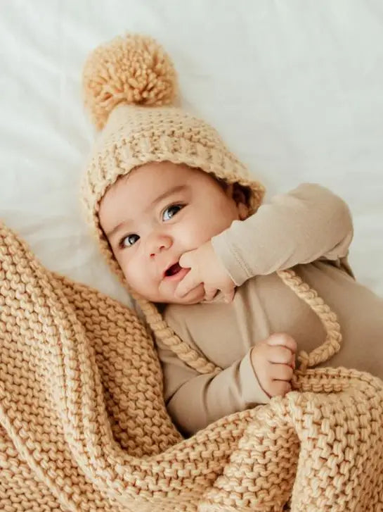Latte Garter Stitch Knit Bonnet