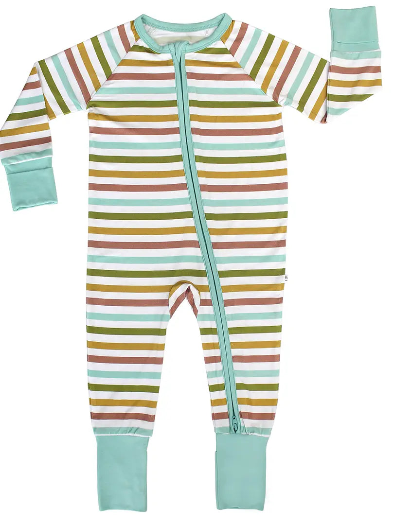 Striped Bamboo Baby Pajamas - Spring Stripes
