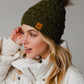 Olive Knit Pom Hat