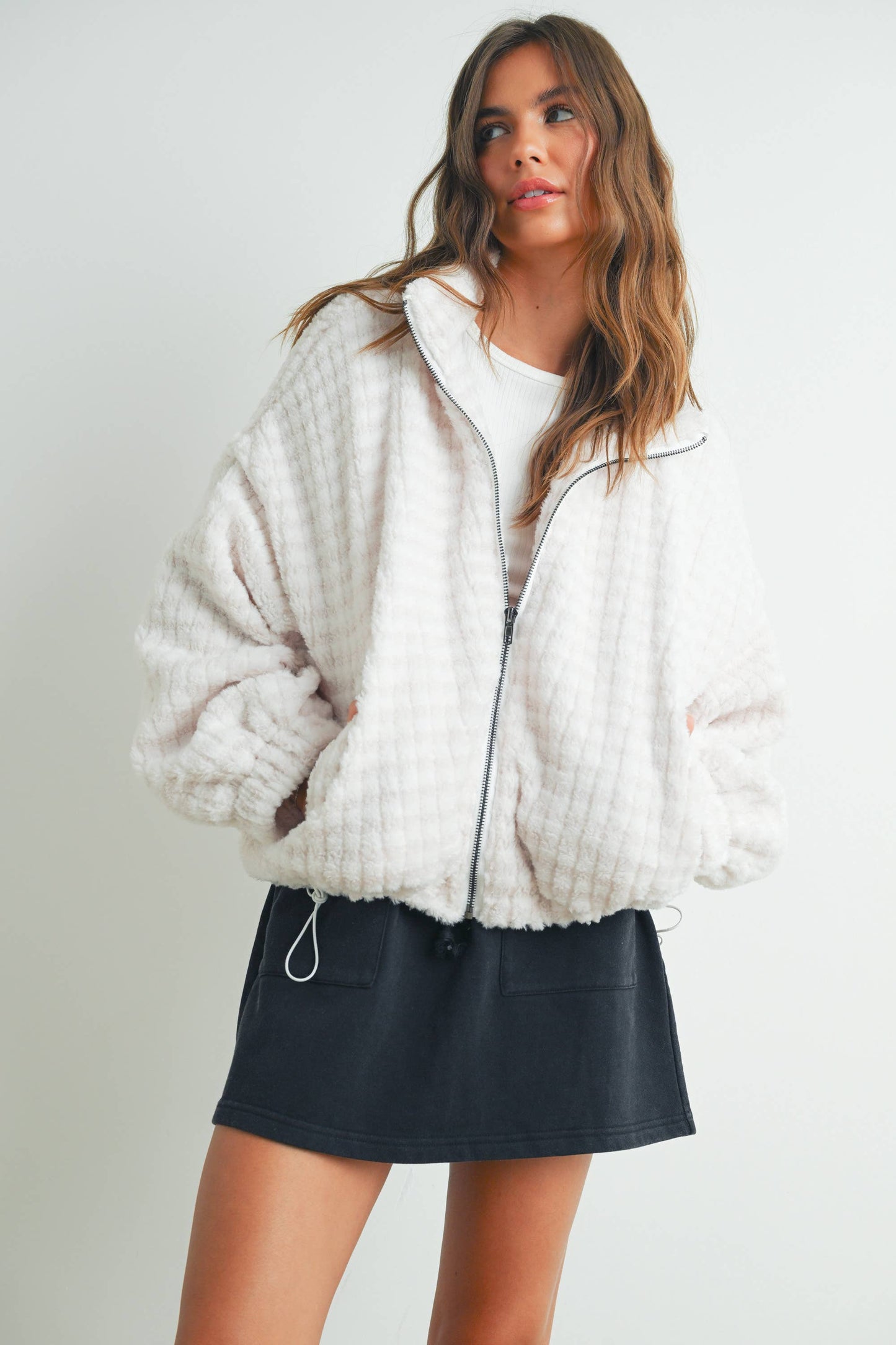 Fall Collared Puffer Jacket - Cream