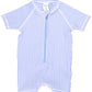 Baby Boys Periwinkle Blue Seersucker Short Sleeve One Piece Rash Guard