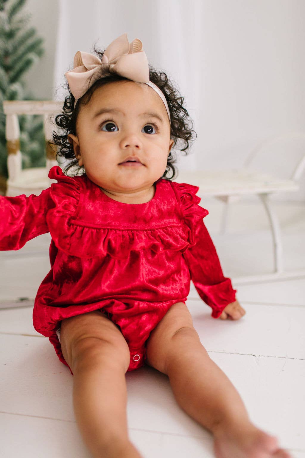 Hayley Romper- Red Crushed Velvet