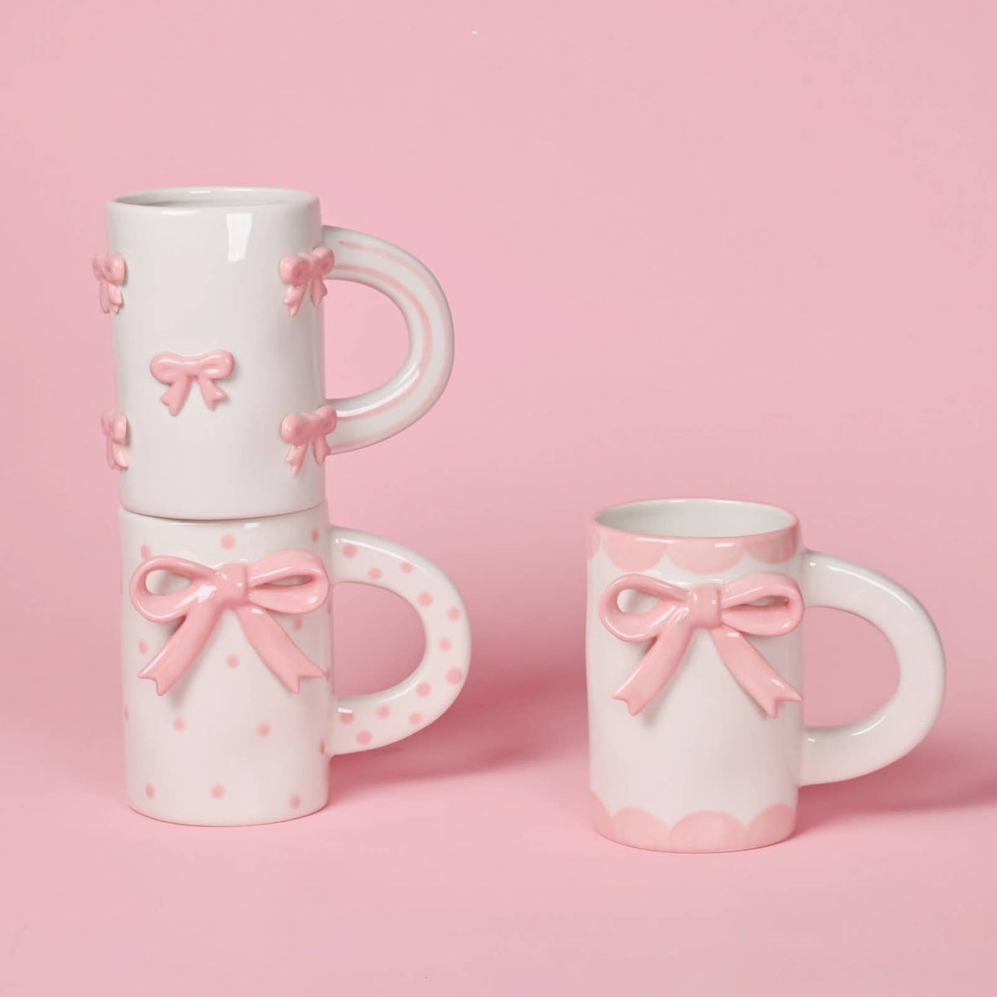Ceramic Coffee Mug- Pink Bows