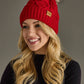 Red Cable Knit Pom Hat