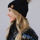 Black Cable Knit w/ Natural Pom Hat