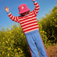 Organic Track Pant- Cornflower/Tomato