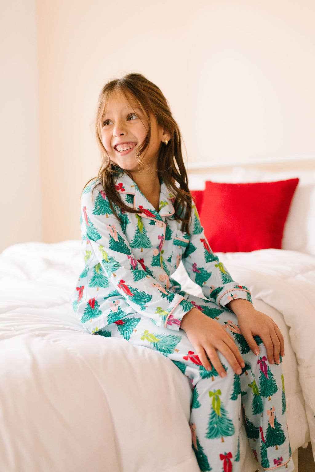 Button Up PJ Set- Trim The Tree