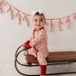 Long Sleeve Zip Romper Bamboo- Candy Cane