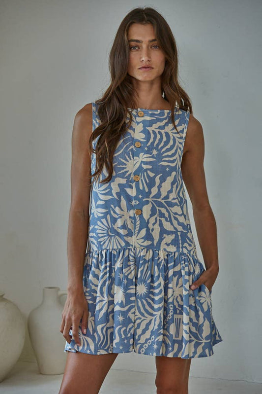 Print Detail Mini Dress