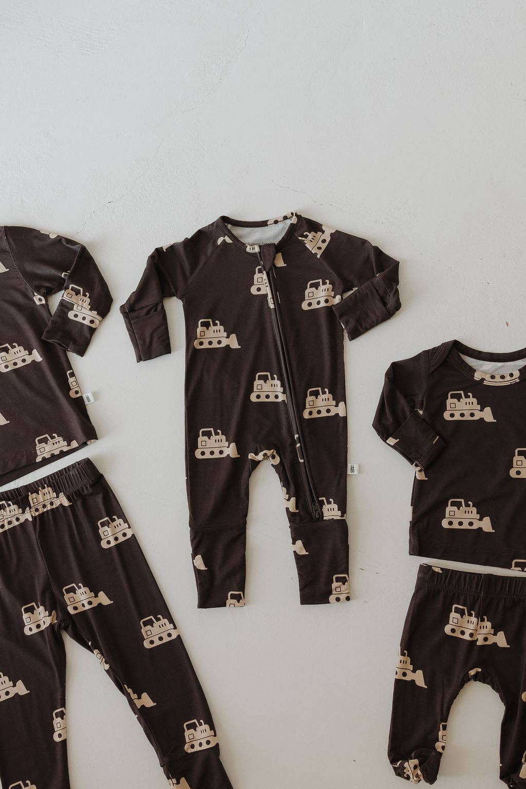 Bamboo Zip Pajamas- Bulldozer