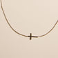 Gold Waterproof Sideways Cross Necklace