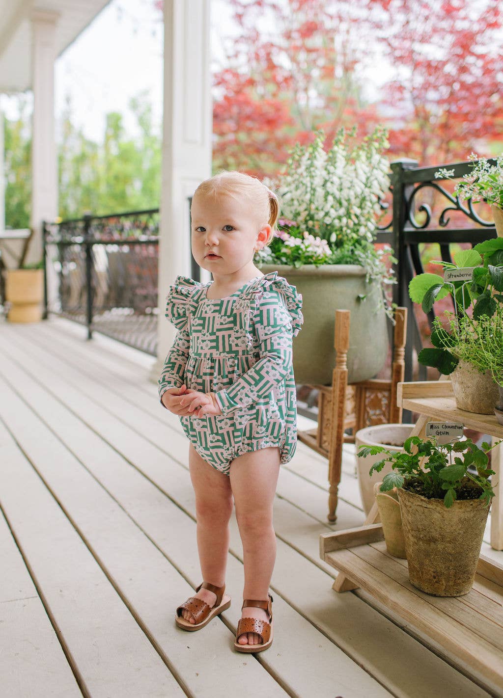 Leah Romper- Wildflower Grid