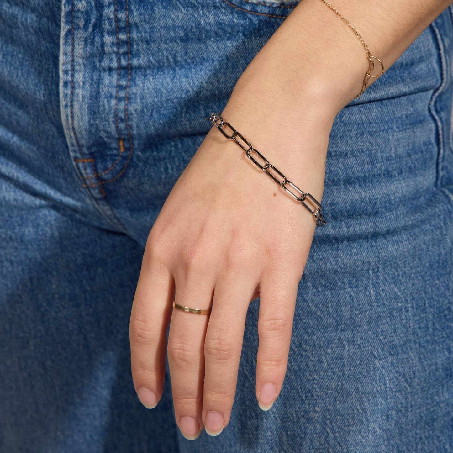 Gold Paper Clip Chain Bracelet