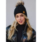 Black Cable Knit w/ Natural Pom Hat